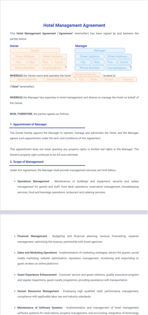 Hotel Management Agreement