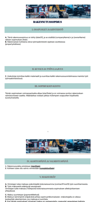 Ilmainen Rakennutussopimus-pohja - PDF-pohjat