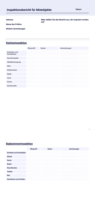 Immobilien Inspektionsbericht PDF-Vorlage