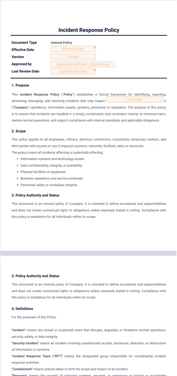 Incident Response Policy Template