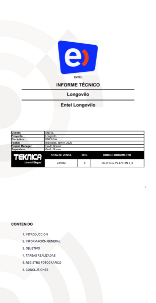 Informe Técnico (Telecom) Plantilla PDF