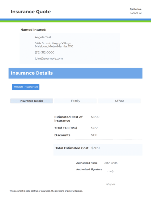 Insurance Quote PDF Template