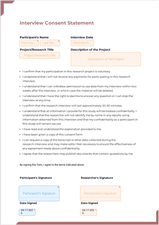 Interview Consent Agreement PDF Template