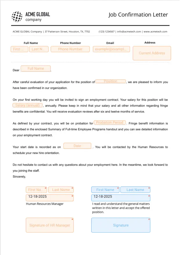Job Confirmation Letter