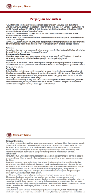 Kontrak Konsultasi Template PDF