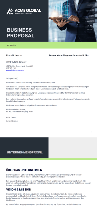 Kostenlose Business Proposal Vorlage - PDF-Vorlagen