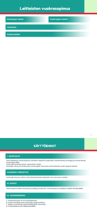 Laitteiston vuokrasopimus PDF Pohja