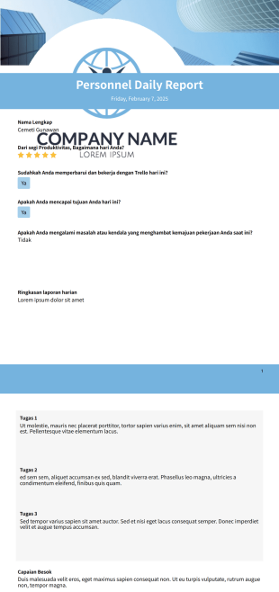 Laporan Harian Karyawan Template PDF