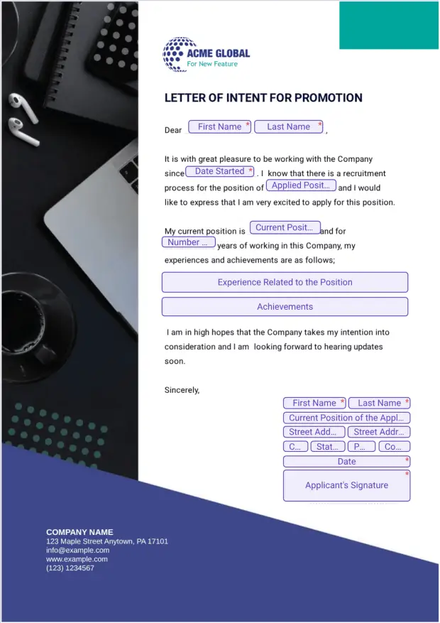 Letter of Intent for Promotion