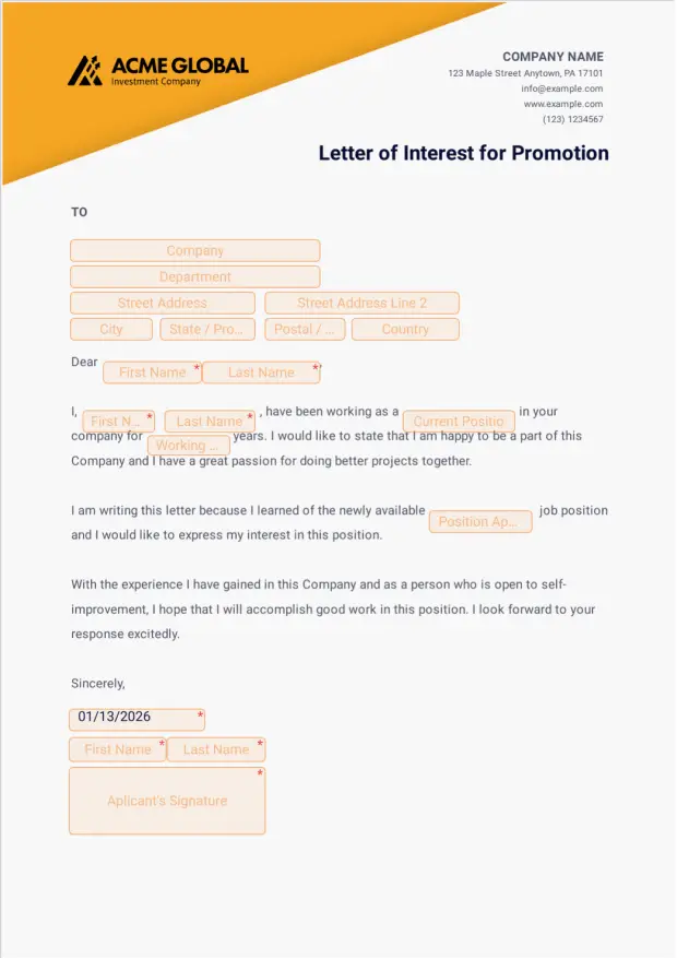 Letter of Interest for Promotion