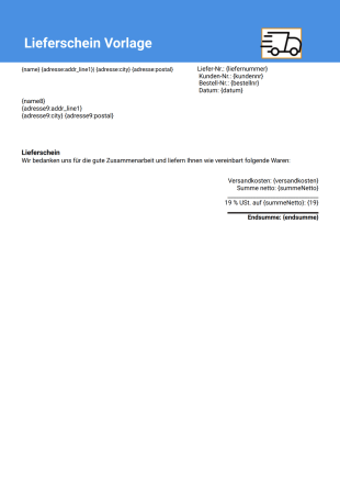 Lieferschein Vorlage - PDF-Vorlagen