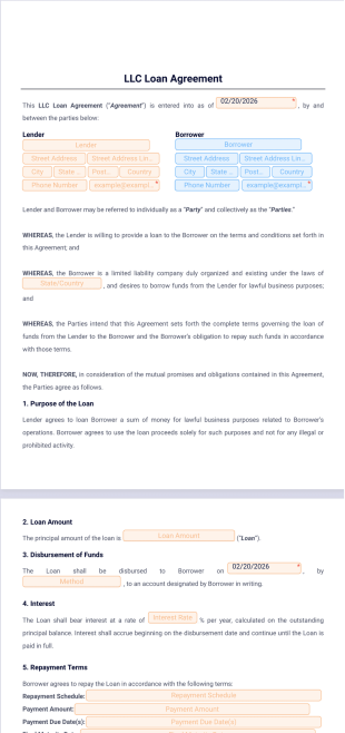 LLC Loan Agreement Template - PDF Templates