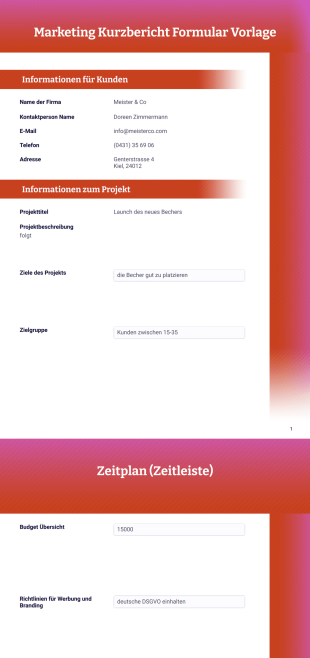 Marketing Kurzbericht Vorlage - PDF-Vorlagen