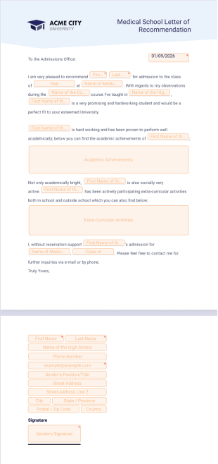 Medical School Letter of Recommendation PDF Template
