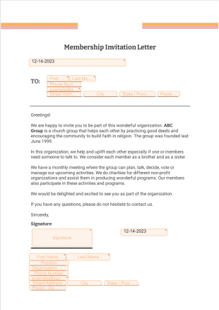 Membership Invitation Letter PDF Template