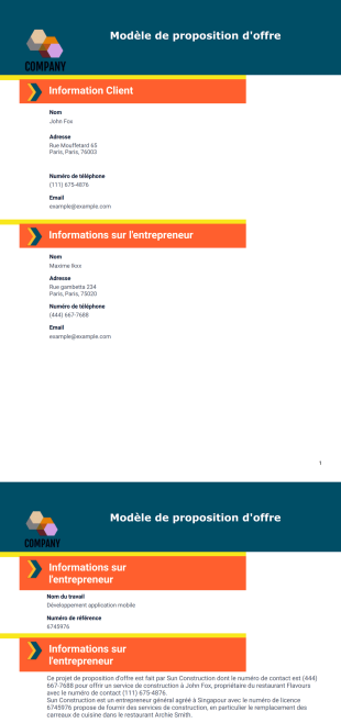 Modèle de proposition d'offre - Modèles de PDF