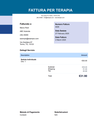 Modello di Fattura per Terapisti - Modelli di PDF