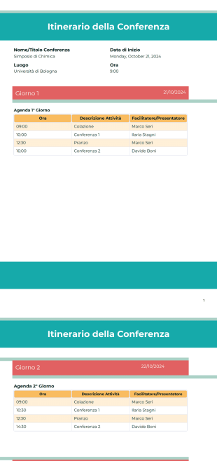 Modello di Itinerario della Conferenza - Modelli di PDF