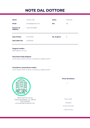 Modello di nota del medico - Modelli di PDF