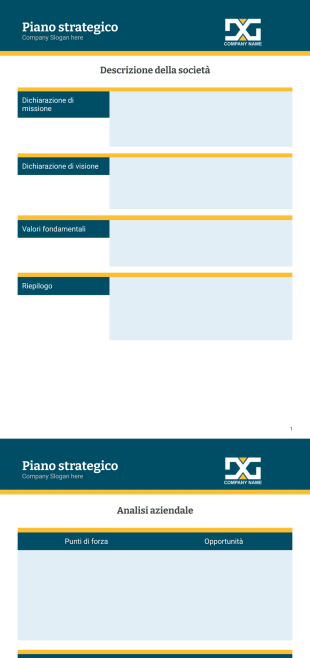 Modello di piano strategico - Modelli di PDF