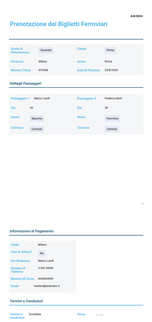 Modello di Prenotazione dei Biglietti Ferroviari - Modelli di PDF
