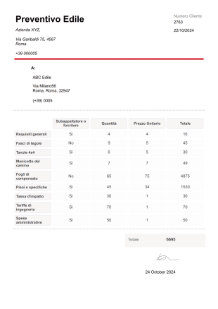 Modello di Preventivo Edile - Modelli di PDF