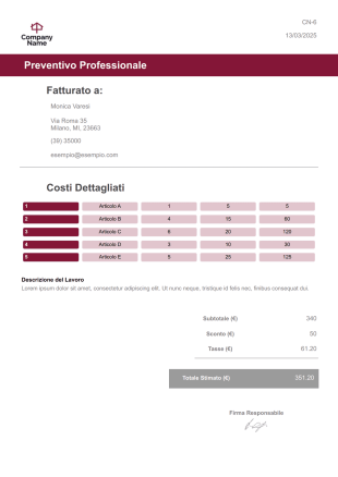 Modello di Preventivo Professionale - Modelli di PDF
