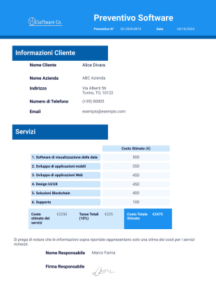 Modello di Preventivo Software - Modelli di PDF