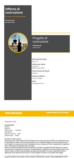 Modello di proposta di costruzione - Modelli di PDF