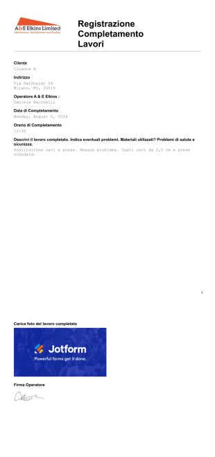 Modello di Registrazione Completamento Lavori - Modelli di PDF