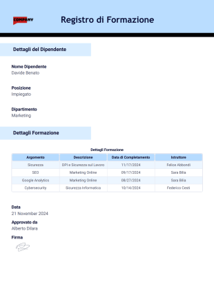 Modello di Registro di Formazione - Modelli di PDF