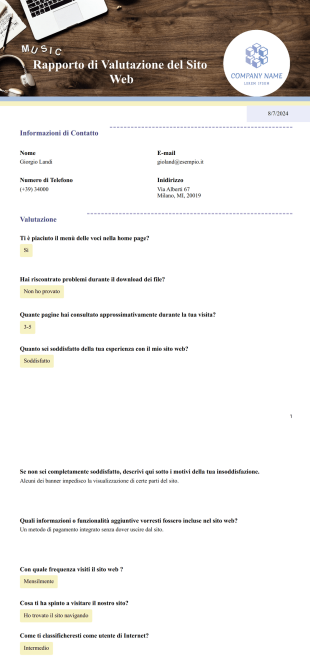 Modello di Valutazione del Sito Web - Modelli di PDF