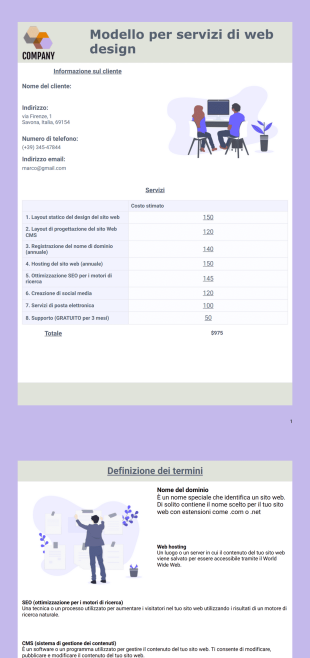 Modello per servizi di web design - Modelli di PDF