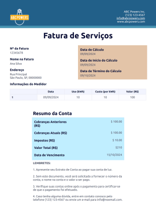 Modelo de Fatura de Serviços - Modelos para PDFs