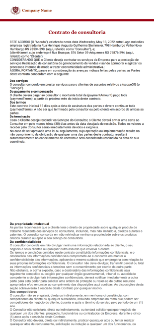 Modelo de contrato de consultoria - Modelos para PDFs