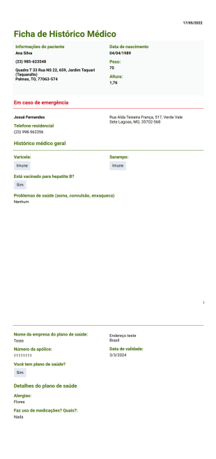 Modelo de Histórico Médico - Modelos para PDFs