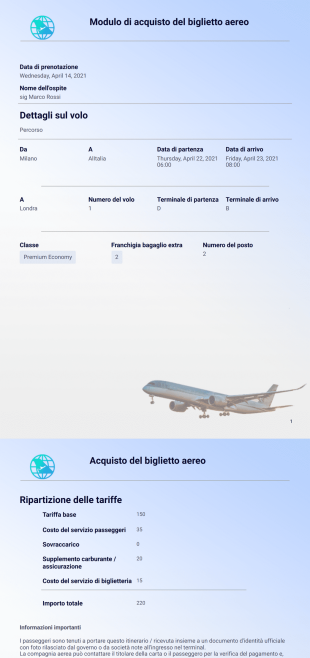 Modulo di acquisto del biglietto aereo Template PDF