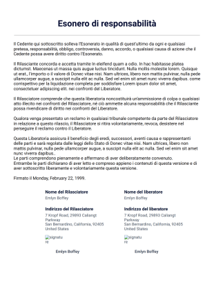 Modulo di esonero generale di responsabilità Template PDF