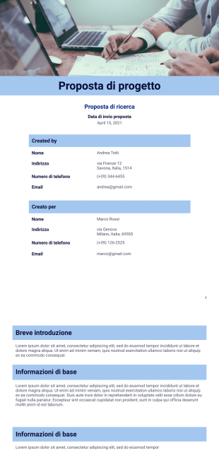 Modulo di proposta del progetto Template PDF