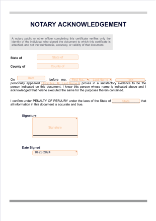 Notary Acknowledgement PDF Template