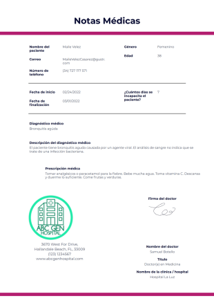 Notas Médicas Plantilla PDF