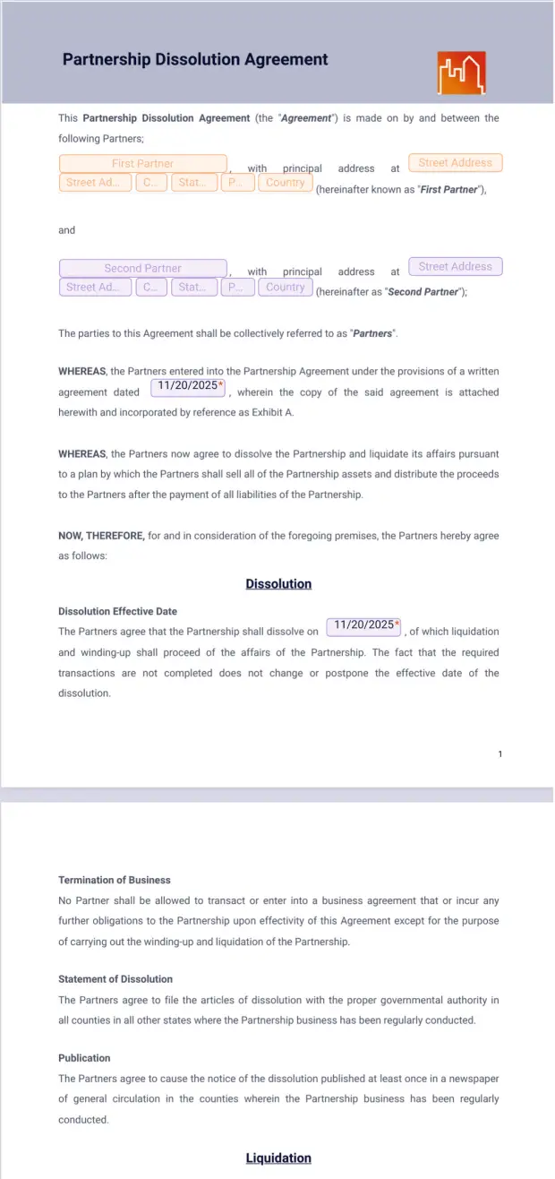 Partnership Dissolution Agreement