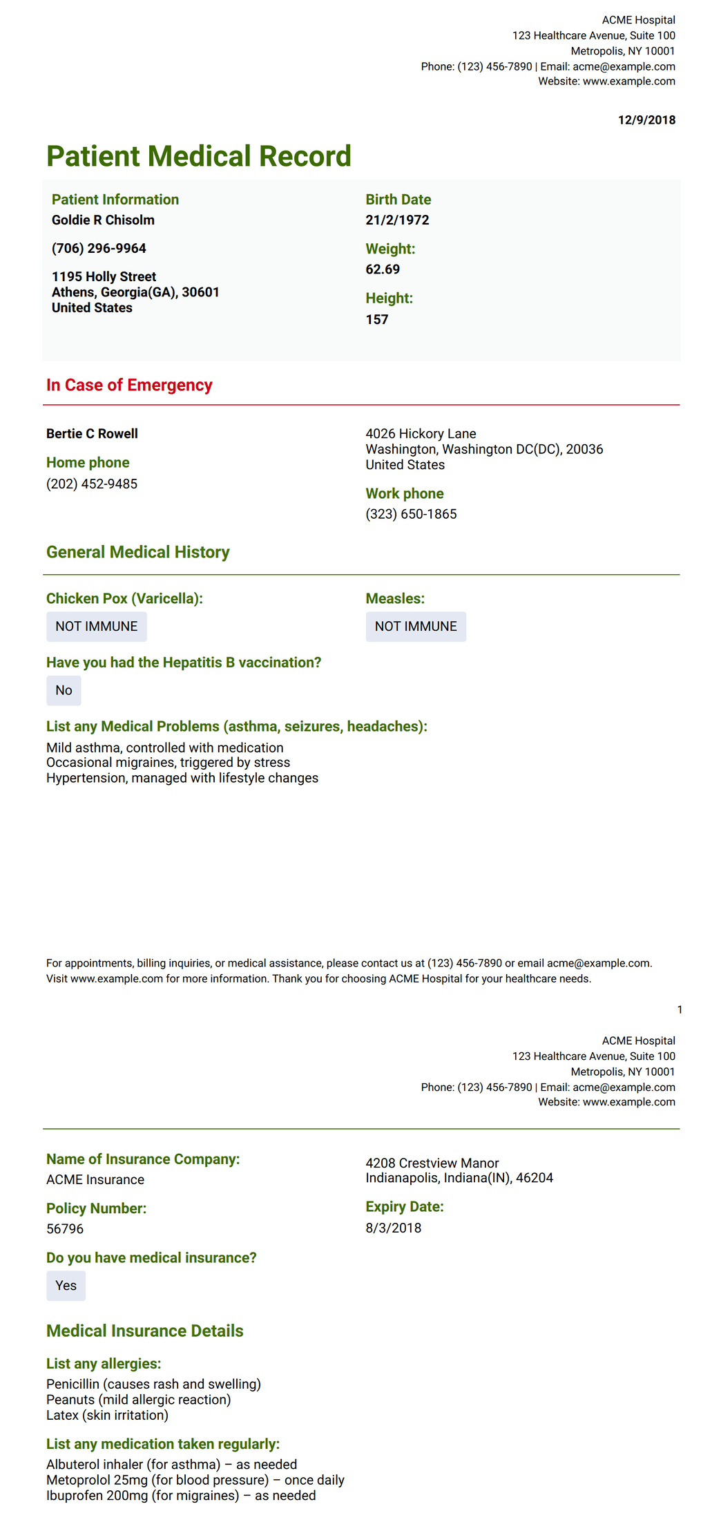 Patient Medical Record Template