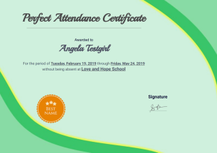 Perfect Attendance Award Certificate Template - PDF Templates