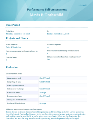 Performance Review Self-Assessment Template - PDF Templates
