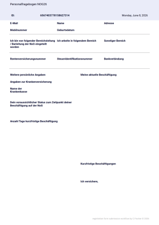 Personalfragebogen PDF-Vorlage