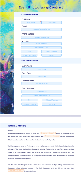Photography Contract Template - PDF Templates