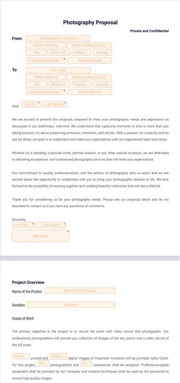 Photography Proposal Template