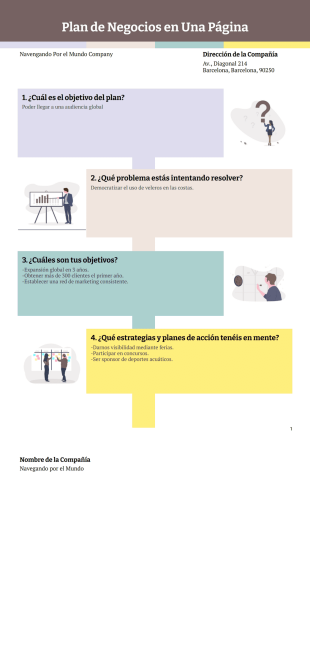 Plan de Negocios (Una página) Plantilla PDF