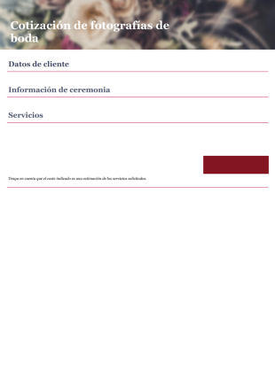 Plantilla de cotización de fotografías de boda - Plantillas PDF